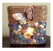 Grab and Go art project butterfly decorated candle holder