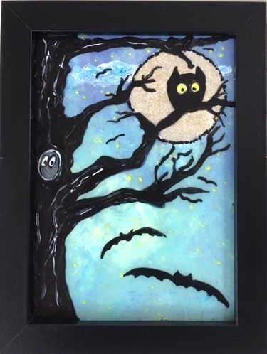 Spooky Owl Painting on Glass