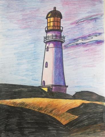 Edward Hopper Inspired Lighthouse Drawing