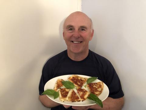 Mozzarella, Tomato, and Basil Quesadilla with Parmesan Crust