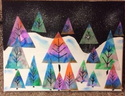 Tie Dye Winter Forest Canvas