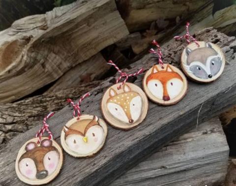 Wood Slice Woodland Animals