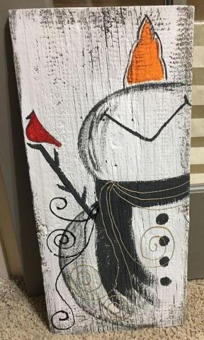 Snowman on Wood