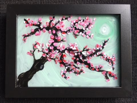 Cherry Blossom Painting on Glass