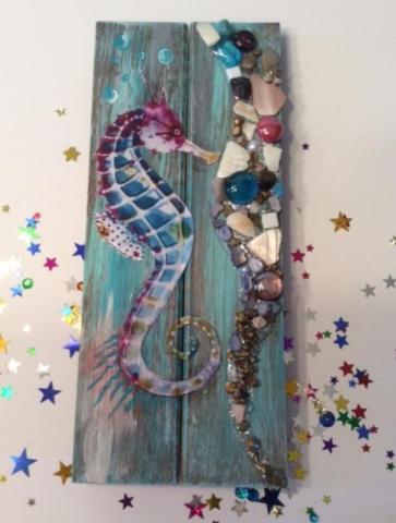 Sea Horse on Wood