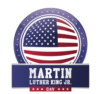 American flag and the words "Martin Luther King, Jr. Day"