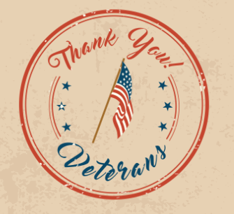 Stamp that says thank you veterans