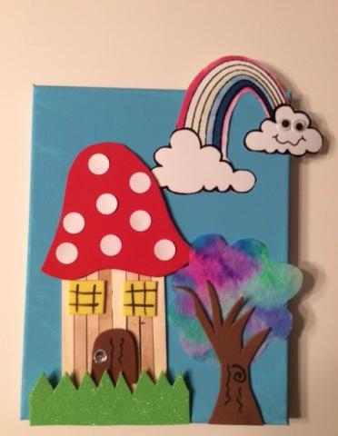 Mushroom Fairy House on Canvas