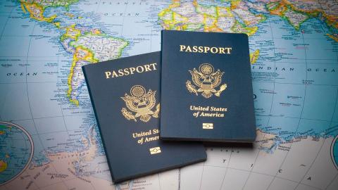 picture of passports and map