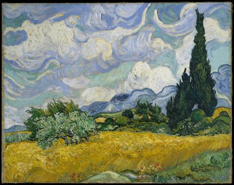 Van Gogh Wheat Field with Cypresses