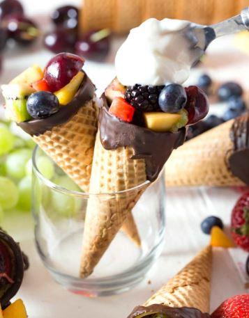 Chocolate Dipped Dessert Cones