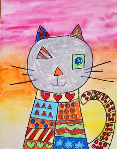 Cat Inspired by Paul Klee