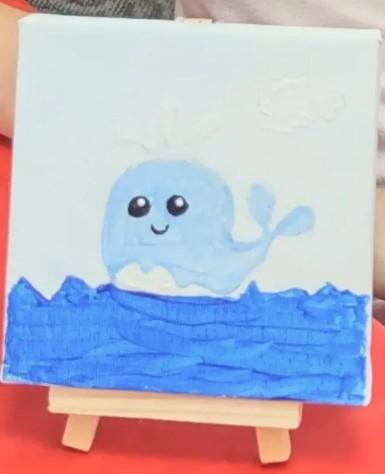 Whale Painting on Mini Canvas