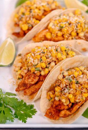 Caribbean Soft  Chicken Tacos with Street Corn Slaw
