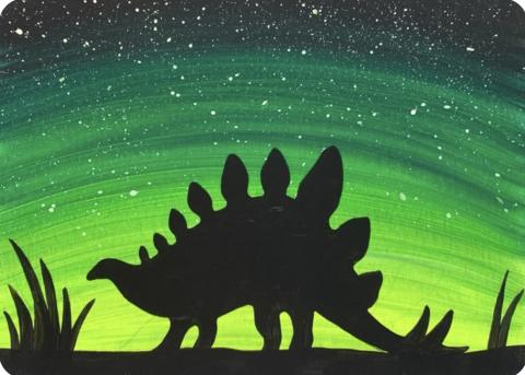 Sunset Dino On Canvas