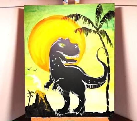 T-Rex Twilight Painting