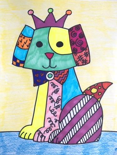 Romero Britto Inspired Dog Drawing