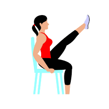 cartoon women doing chair yoga