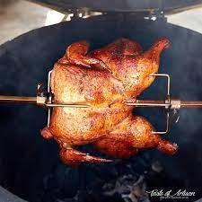 A chicken on a Rotisserie