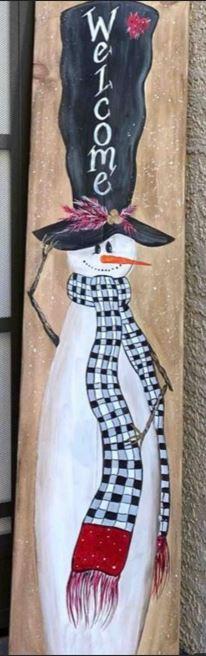 Welcome Snowman Wood Sign