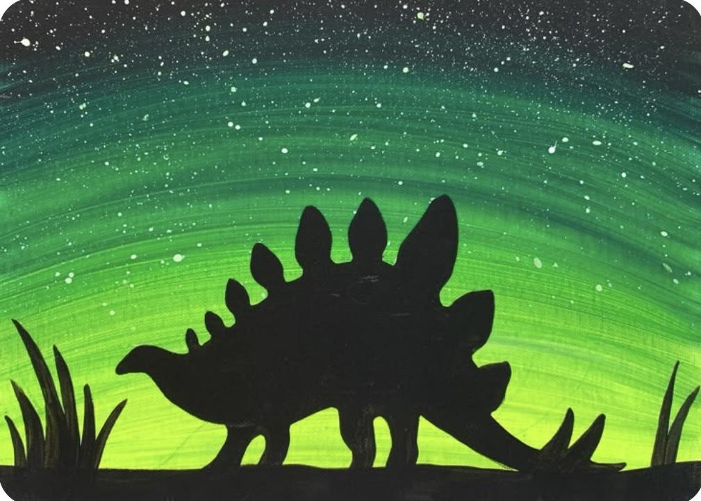 Sunset Dino On Canvas